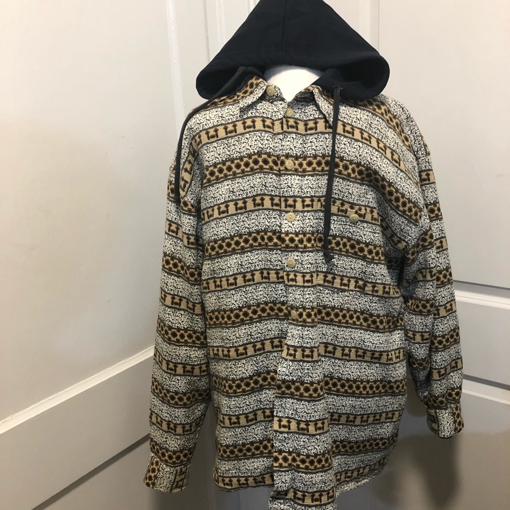 Amazing stylish Grit Iron winter button up hippie hoodie shirt size 2xl